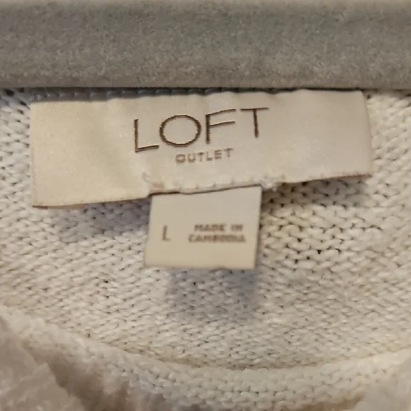 LOFT Boat Neck White Sweater - Picture 2 of 4